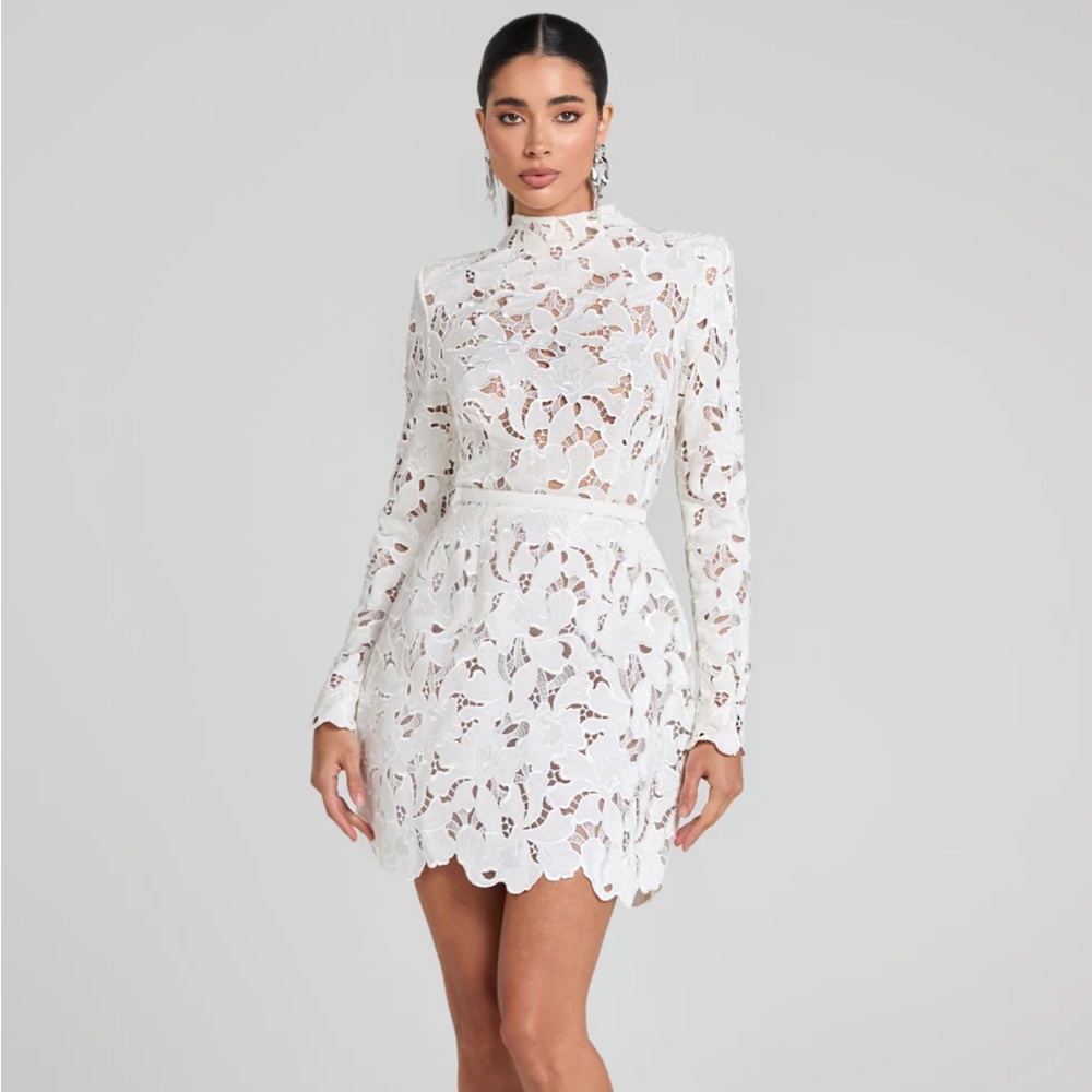 NADINE MERABI Ivory Lace Long Sleeve Dress - Picture 3 of 5